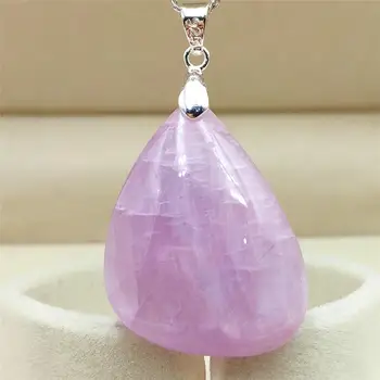 

Genuine Natural Purple Kunzite Quartz Pendant Cat Eye 33x25x8mm Water Drop Women Necklace Jewelry AAAAA