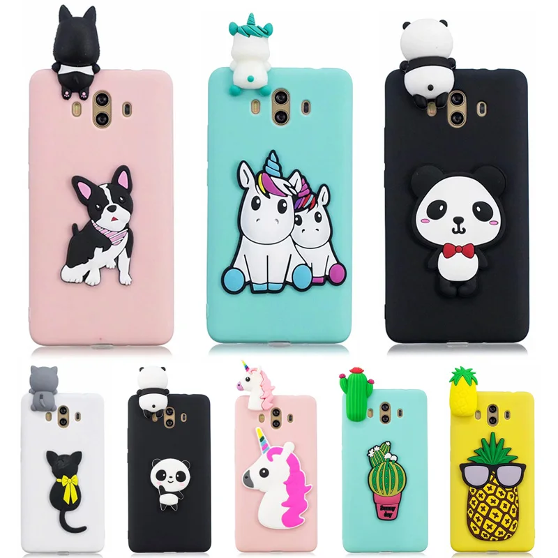 Милый 3D чехол из ТПУ с изображением панды единорога кота щенка Etui для Huawei Mate 10 Lite 20