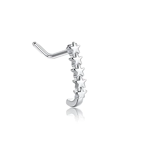 L Shape Nose Piercing Ring Heart Nose Stud Nostril Pin Septum Piercing Nez Gold Crystal Flower Nariz Pircing Nose Clip Hoop