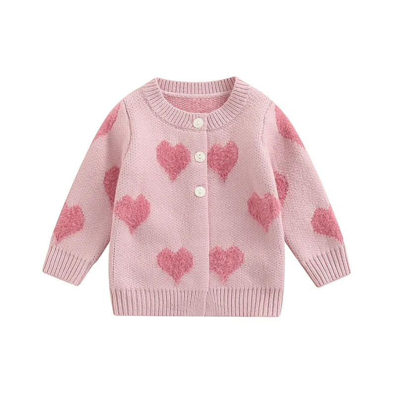 Infant Baby Cardigan Jackets Toddler Girl Boy Heart Print Long Sleeve