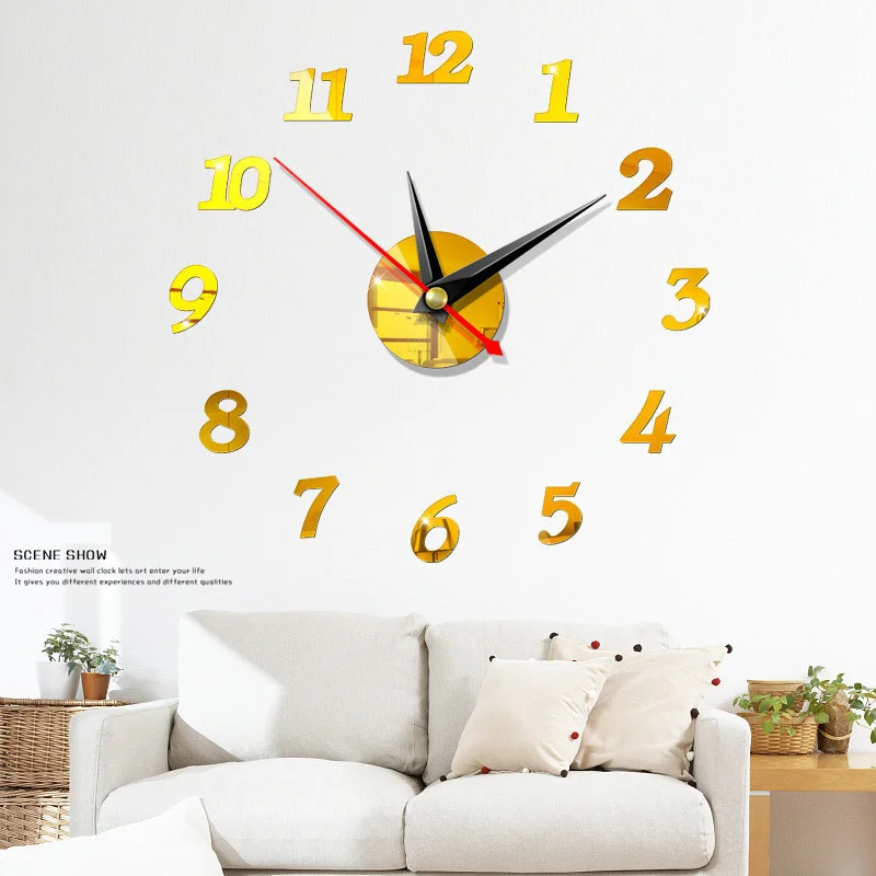 3d Large Wall Clock Mirror Wall Stickers Modern Design Diy Wall Clocks