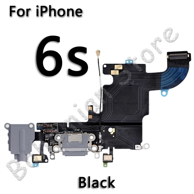 USB зарядное устройство Порт док-станция гибкий кабель для iPhone 6S 6 Plus 5 5S SE док-станция зарядный разъем с микрофоном Мобильный телефон Flex - Цвет: For iPhone 6s Black