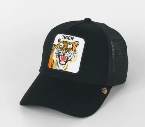 Tiger - black Новинка, бейсбольная вышивка CapAnimal, аниме, Милая Вышивка, летняя сетка, для мужчин, для улицы, солнцезащитный козырек, для грузовика, шлемы для водителя, подходит для goorinm2 - Цвет: Tiger - black