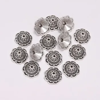 

20pcs/Lot 14mm 8 Petals Antique Carved Flower Receptacle Loose Sparer Apart End Bead Caps For DIY Jewelry Making Findings