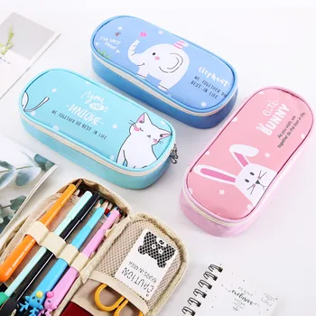

Creative Animals Pencil Case Simple Design Zipper PU Pencil Bags Large Storage Pen Holders School Supplies Stationery Pencil Box