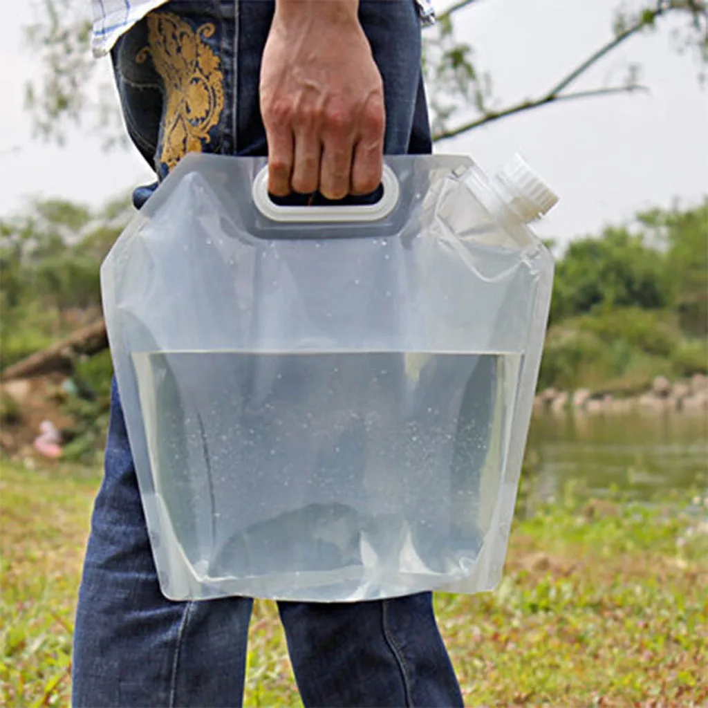 2 шт. сумка для воды для кемпинга, колба для пикника, портативная большая емкость, складная сумка для питьевой воды для пикника, 5л или 10л, аксессуары для кемпинга