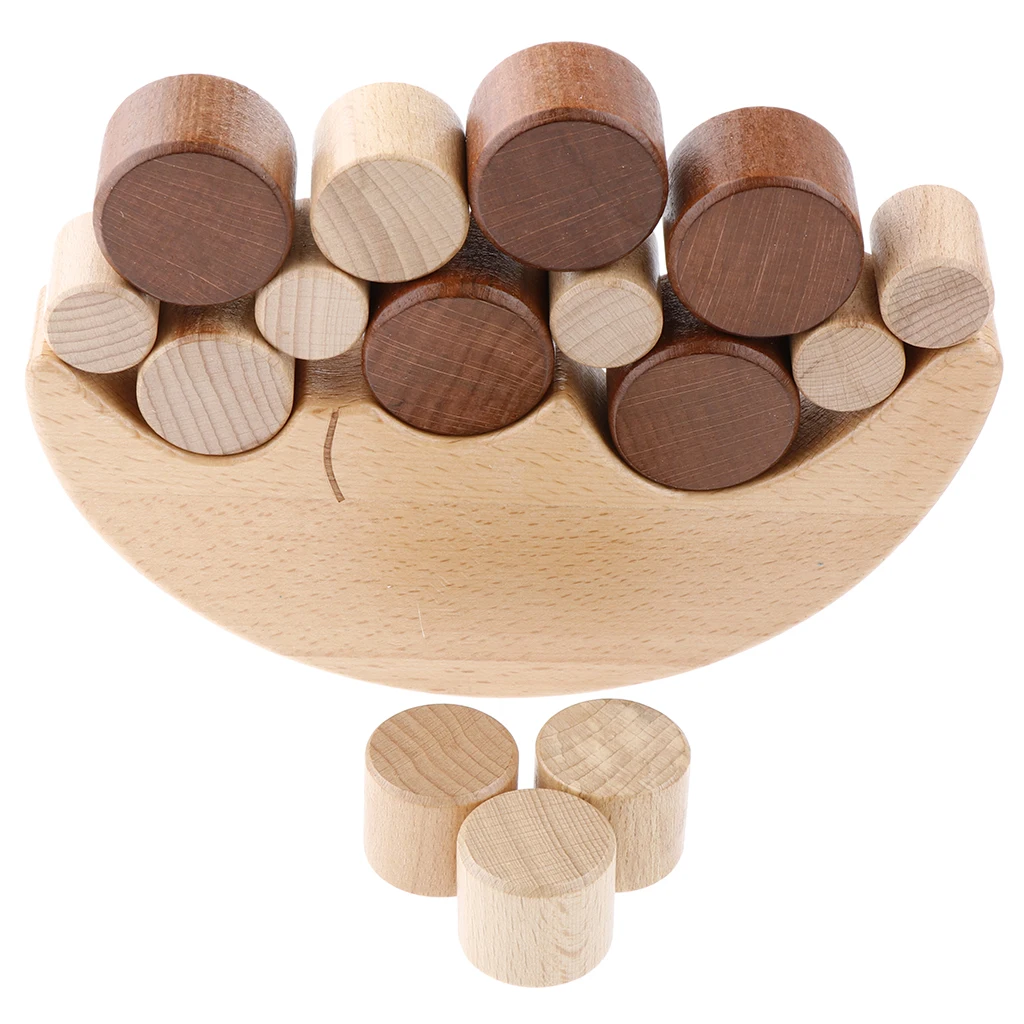 Balance Moon Wooden Stacking Blocks Balancing Game Children Early Learning Play Activity, Parent-child Game, Fine Motor Skills