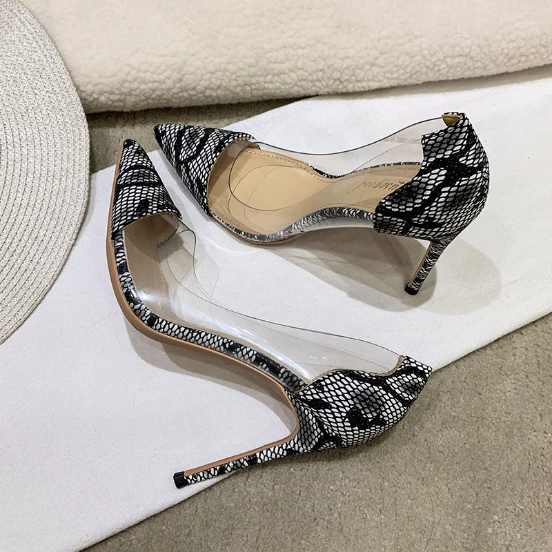 

Europe And America New Style Shoes Women's Sexy And Mysterious Snakeskin Pointed-Toe Fine High Heel Shoes Versatile Elegant Shoe