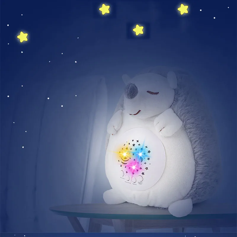 Stuffed Animal Plush Toys Doll Musical LED Projector Night Lamp Baby Bedtime Soothing Comfort Doll Educational Gifts for Kids