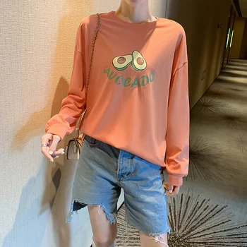 

Mid-length Printed All-cotton T-shirt Female Autumn 2020 New Style Versatile Tops Loose-Fit T-shirt 7828