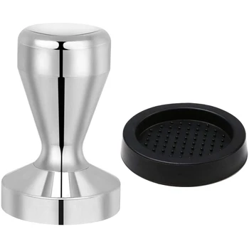 

Coffee Tamper,Espresso Coffee Press Stainless Steel Silver 51mm Tamper Coffee Shop Supplies with Silicone Tamper Mat
