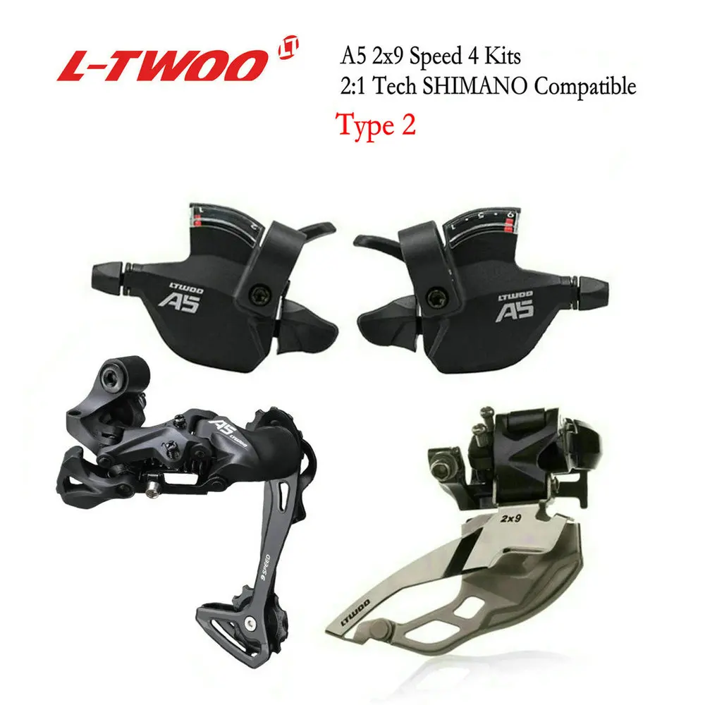 

LTWOO A5 2x9 Speed Front/Rear Derailleur+Trigger Shifter lever groupset for MTB mountain bike Cassette 11-42T, LTWOO Groupset