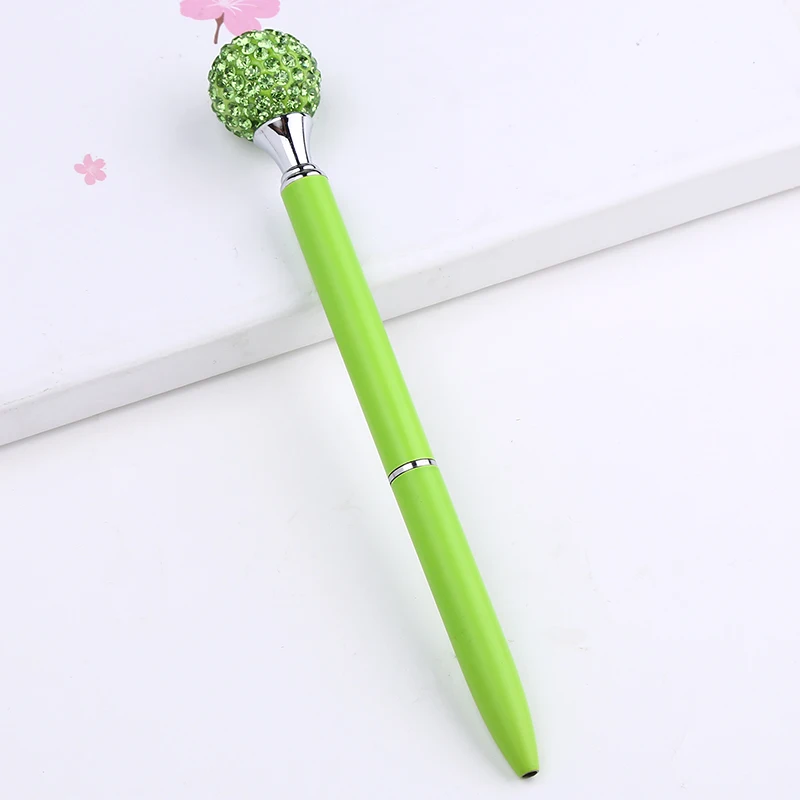 Шариковая ручка с бриллиантовым скипетром, персонализированные Кристальные Роскошные Металлические Ручки для письма, новинка, школьные, офисные, стационарные, подарки на заказ - Цвет: Green1Pc
