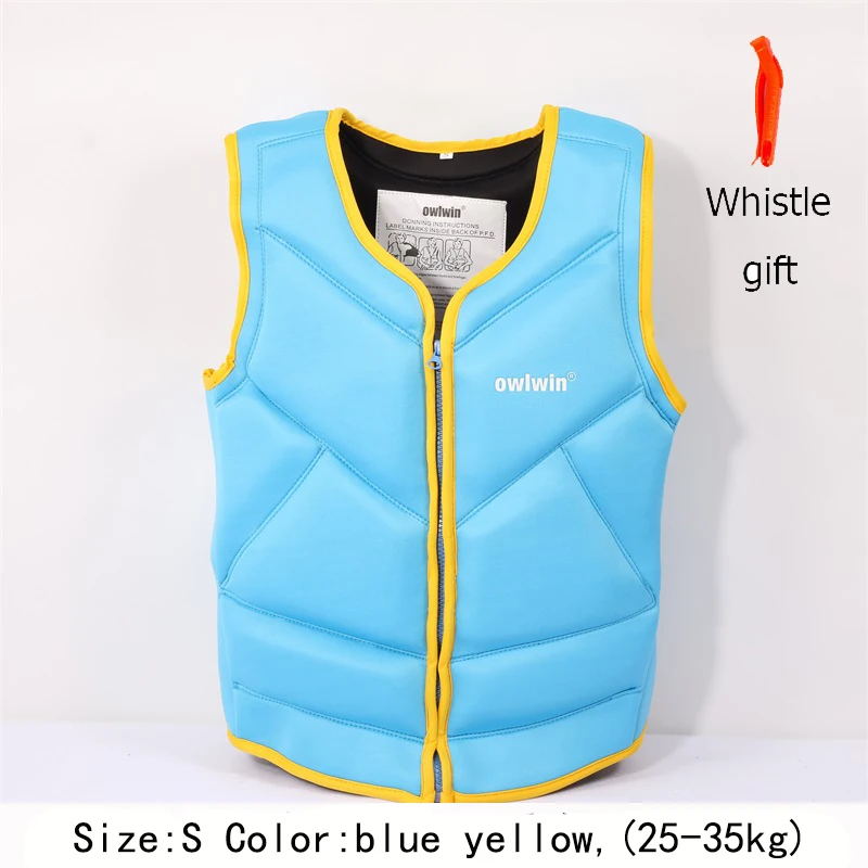 blue yellow (S ) Owlwin спасательный жилет, жилет для рыбалки, куртка для воды, спортивный жилет для взрослых и детей, одежда для плавания, катания на коньках, лыжные Спасательные Лодки, Дрифтинг - Цвет: blue yellow (S )