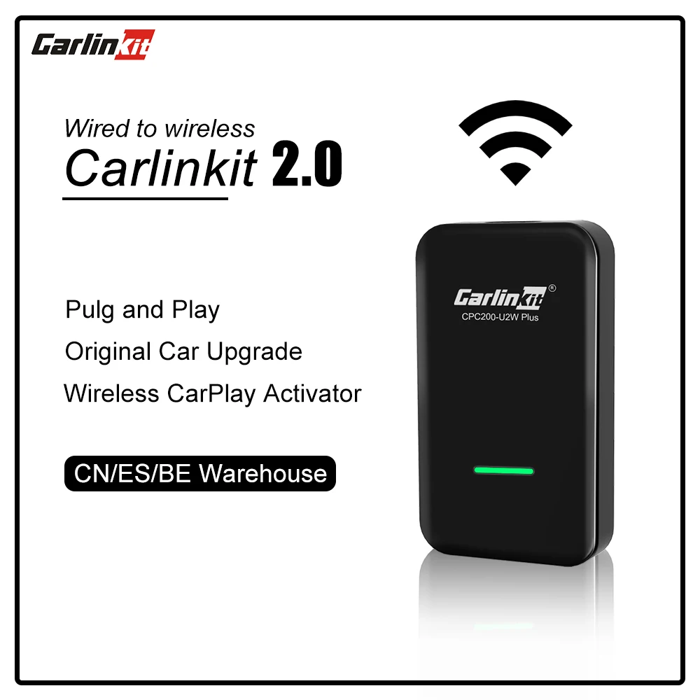 Carlinkit 2.0 CarPlay Wireless Adapter for Porsche Peugeot Volvo VW Volkswagen AUDI Mercedes Ford Hyundai Lexus Maserati Nissan