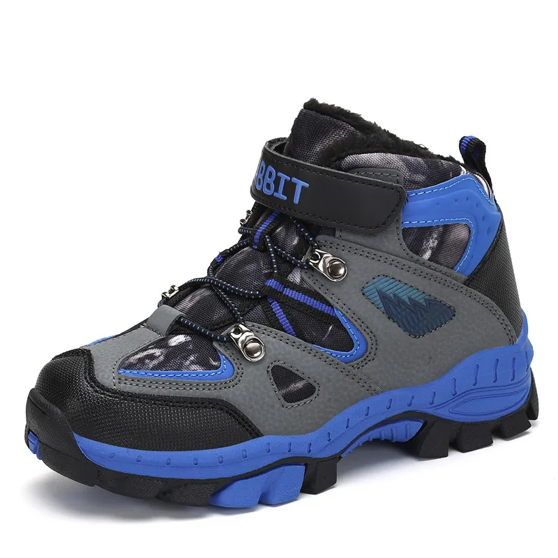 ULKNN Winter Shoes Kids Snow Boots Boys Boots Leather Ankle Boots Children Ankle Booties Outdoor Sneakers Flat Bota Motociclista