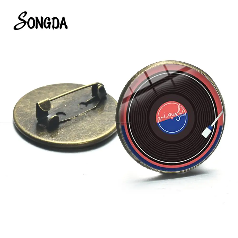 Крутые классические броши для записей проигрыватель виниловых стеклянные