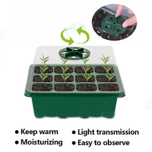 Bandeja de plástico para macetas de vivero, caja de cultivo de Semillas de jardín, caja de plántulas con tapa, suministros de jardín, 12 agujeros