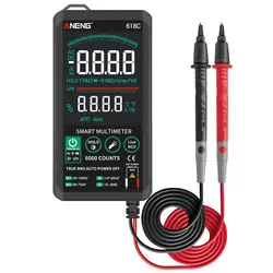 Multimètre numérique ANENG 618C Smart Touch DC barre analogique True RMS, testeur automatique de condensateur de Transistor professionnel, testeurs NCV 