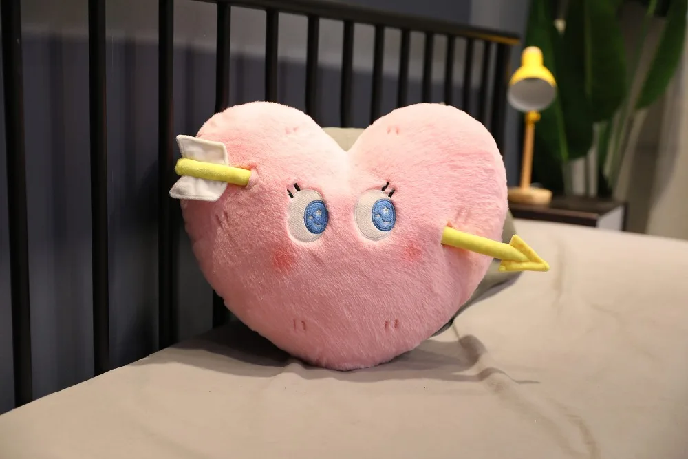 Милая Стрела Купидона Сердце Форма плюшевая подушка Kawaii подушка с выражением лица забавная мягкая игрушка Дети девочка подарки