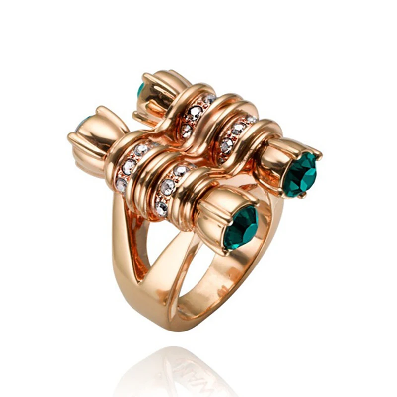 Женское кольцо в стиле панк MENGYI из розового золота с геометрическим узором K-POP