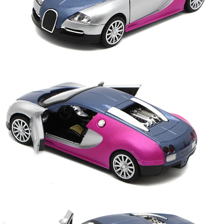 В коробке Bugatti 1: 32 автомобиль сплав детская игрушка звук и светильник вытяните назад автомобиль-дверь открывания мебели