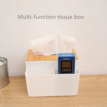 

Multi-function bamboo wood cover tissue box creative removeable box home simple plastic remote control storage box