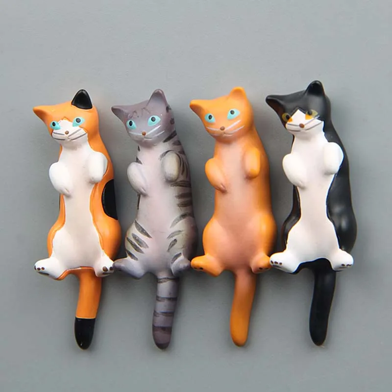 Cartoon Long-tailed Cats Figures Model Toys Creative Animal Fridge Magnets Figurines Refrigerator Pastes Home Decor Kids Gifts | Игрушки и