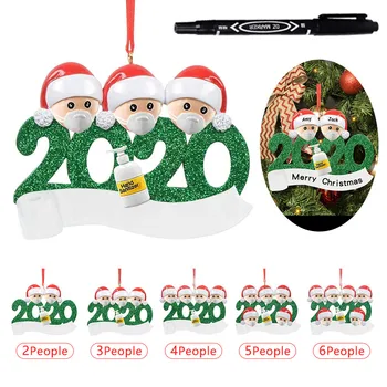 

Personalized Survived Family Of Ornament 2020 Christmas Holiday Decorations 2ML DIY Personalized Quarantine Face Mask Ornament