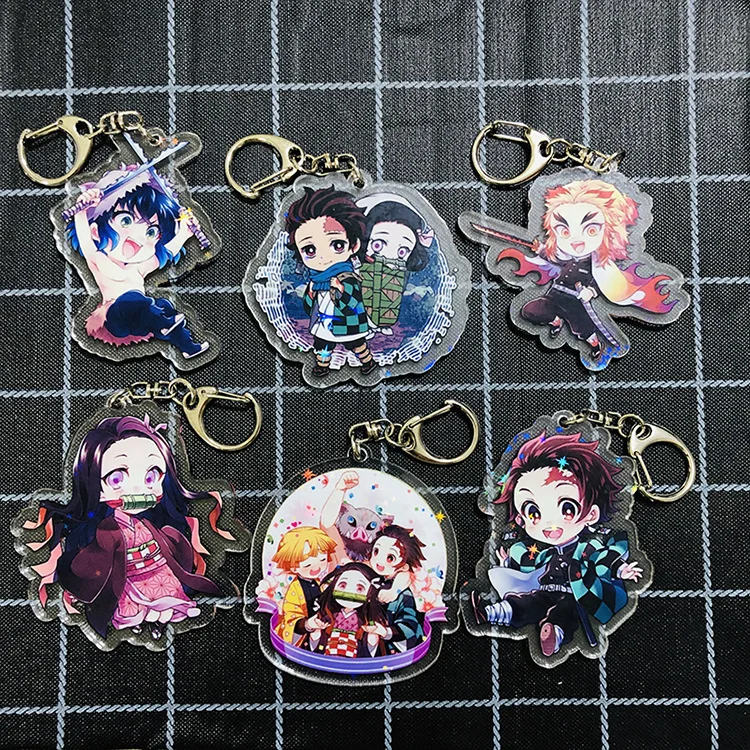 Demon Slayer:Kimetsu No Yaiba Double-sided Acrylic Keychain cartoon figure Cosplay Anime Pendant Keyring | Тематическая одежда и