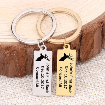 

Someone's First Buck Keychain Name Customized Stainless Steel Key Fob For Children Boys Girls Souvenir Birthday Jewelry 1 pcs