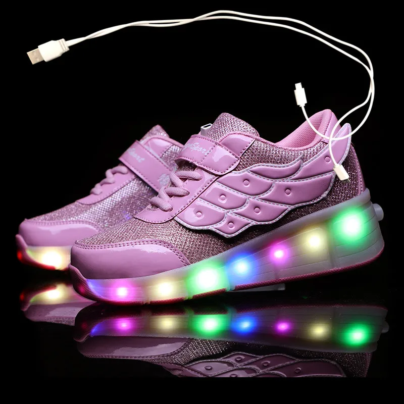 Zapatillas para niño y niña informales con luces LED zapatos infantiles con e iluminación automática, calzado de deporte con carga USB, deportivas de patinaje|Zapatillas deportivas| - AliExpress