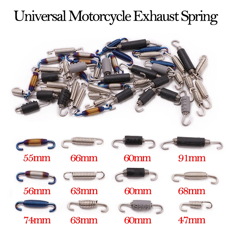 

2PCS Universal Motorcycle Exhaust Spring Hooks Stainless Steel Exhaust Front Middle Link Pipe Rotatable Metal Springs Kit Set