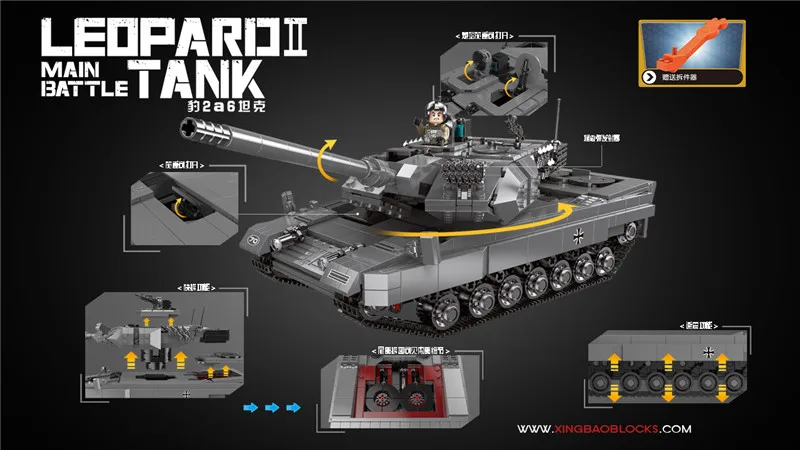 XINGBAO 06032 Военная серия 1426 шт. LEPOARD II Основные боевые танки строительные блоки кирпичи классический танк модель строительные наборы
