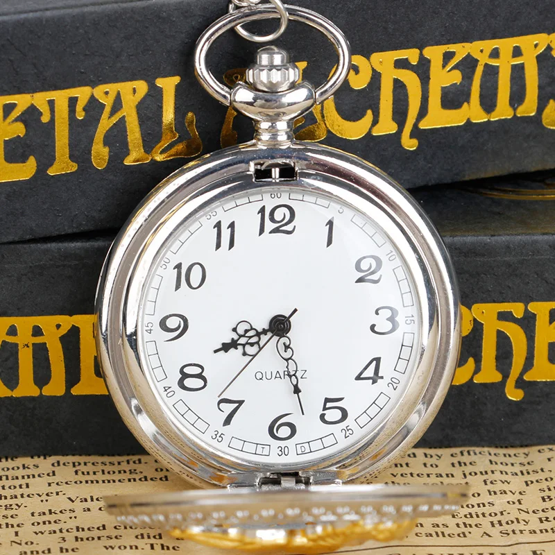 Silver Gold Hollow Running Horse Quartz Pocket Watch Necklace Men Women Gifts With Fob Chain