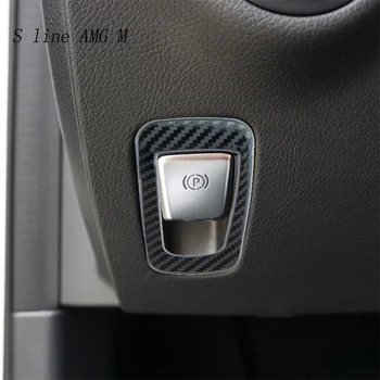 

for Mercedes Benz W205 C Class C180 C200 C300 GLC X253 Accessories Carbon Fiber Electronic Handbrake Buttons Trim Auto Stickers