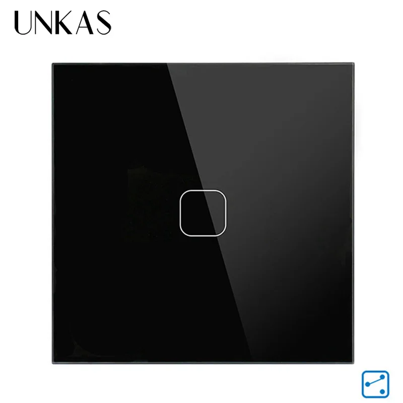 

UNKAS EU Standard Light Touch Switch 1/2 Gang 2 Way Control Touch Screen Switch, Crystal Glass Panel touch wall switch