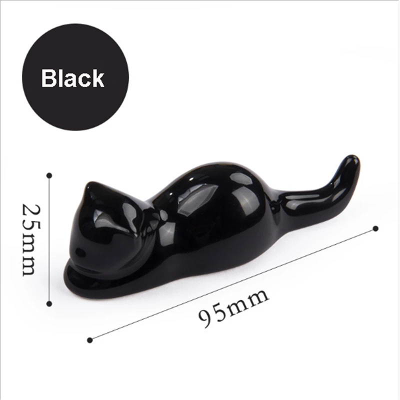 Креативный милый кот ручка держатель керамика ручка стойка для хранения кронштейнов подарочные канцелярские принадлежности - Цвет: Black