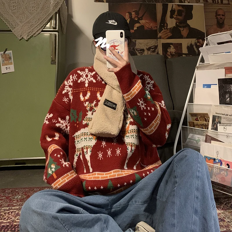 Winter Thick Turtleneck Sweater Men Warm Fashion Christmas Sweater Mens Streetwear Loose Knitted Pullover Male Sweter 2