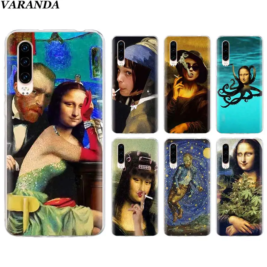 

Van Gogh Mona Lisa Funny Art Case for Huawei P30 P20 Pro P10 P9 Lite P Smart Z Plus 2019 Silicone Coque Phone Cubre Shell