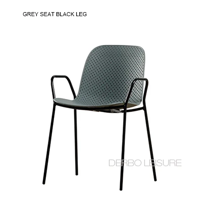 Grey Seat Black leg Современный классический нордический дизайн Лофт металл пластик стальная ножка мода мягкий цвет Высокое качество столовая боковая рука стул 1 шт - Цвет: Grey Seat Black leg