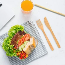 PHFU-2-Pack бамбуковая посуда с бонусом 2 бамбуковые зубные щетки бамбуковая соломинка, ложка, вилка, нож, чайная ложка, палочки для еды, щетка и 2 гр