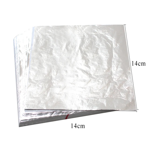 1000pcs 14cm Aluminum Foil Imitation Silver Leaf Sheets Gilding