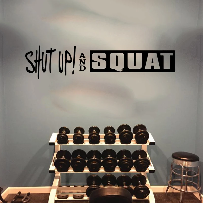 Shut Up And Squat  Quote Wall Sticker Gym Workout Shut Up And Squat bootcamp functional training Exercise Quote Wall Decal  (2)