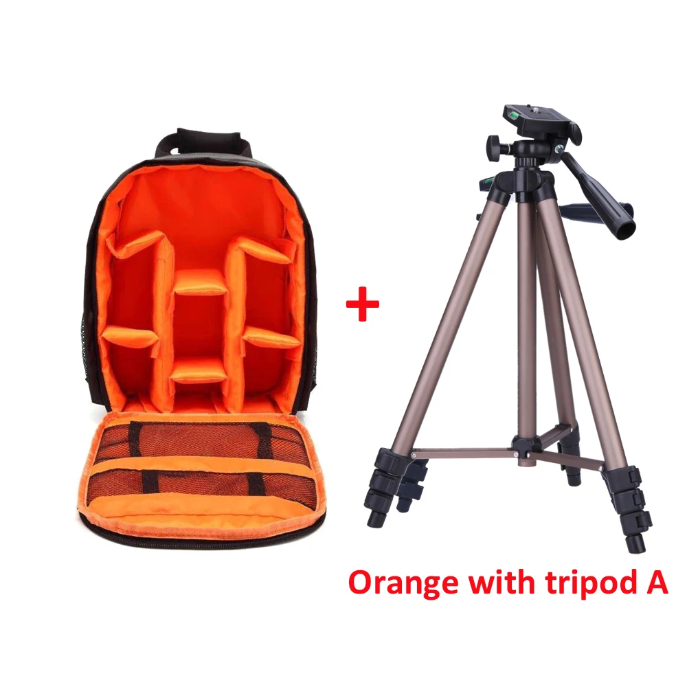 Orange with tripod B Прочный рюкзак для камеры DSLR сумка для камеры водостойкая многофункциональная дышащая сумка для камеры Nikon Canon sony сумка для камеры - Цвет: Orange with tripod B