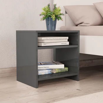 

vidaXL Bedside Cabinet High Gloss Grey 40x30x40 cm Chipboard