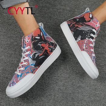 

CYYTL Trendy Men's High-top Canvas Shoes Cool Fashion Street Style Sneakers Anime Printing Casual Hip Hop Sneakers For Teens