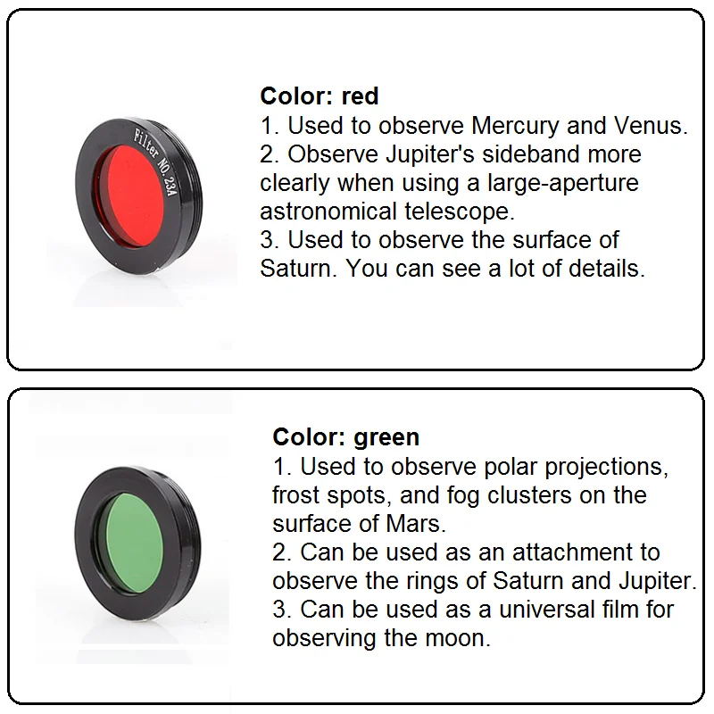 Optical Filter Set Moon Skyglow Filter Accessories for Astronomical Telescope Cluster Moon Star Cloud Thread Moon Filter Lens