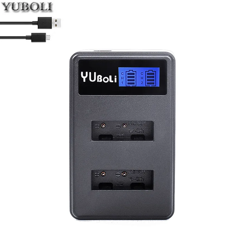 Yuboli 2 шт. NP-BX1 NP BX1 Батарея+ ЖК-дисплей Зарядное устройство для sony DSC-RX100 DSC-WX500 Характеристическая вязкость полимера HX300 WX300 X3000R MV1 AS30V HDR-AS300 AS200V - Цвет: charger only
