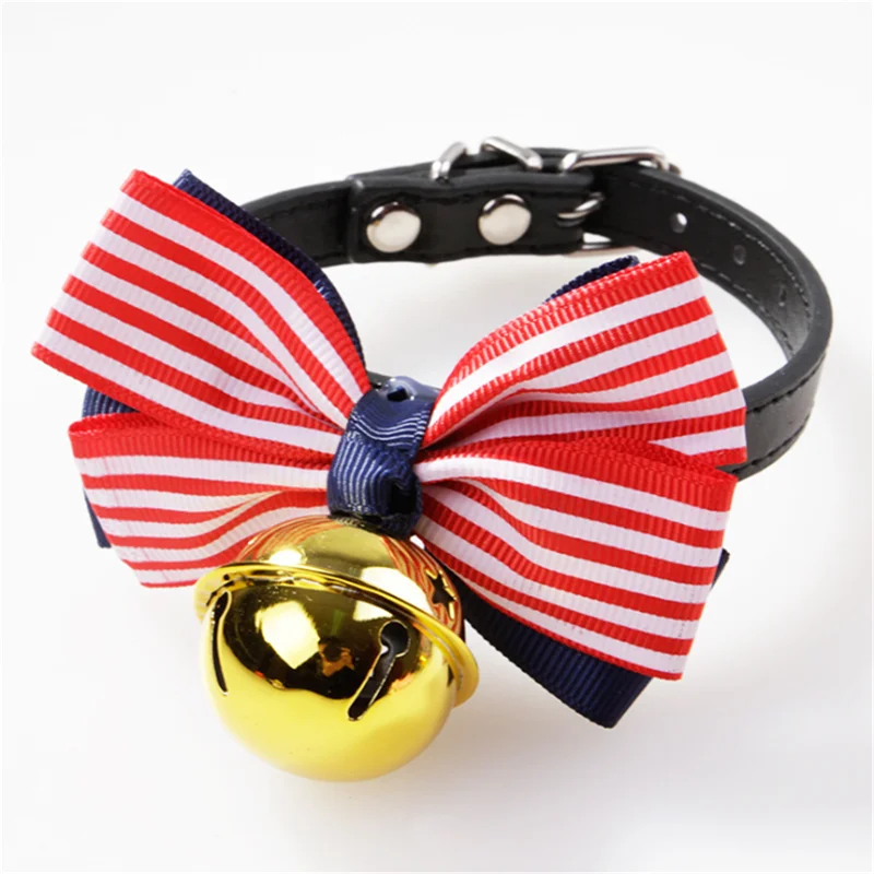 Pet Dogs Collars Retractable Puppy Collars With Bell Christmas Gift Cat Collar Breakaway Double Layer Bowknots Collars - Цвет: 13